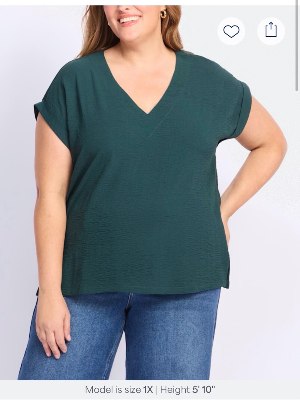 Bobeau - Teal V-Neck Dolman Tee